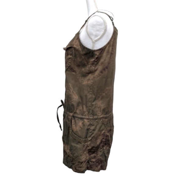 MUDD Khaki Button Front Custom Tie-Dye Romper - Picture 5 of 13